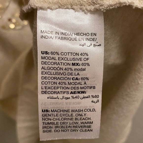 Chico's Sequin Embellished Tonal Palm Print Tee Size 3 (XL) - Picture 8 of 11